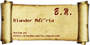 Blander Márta névjegykártya